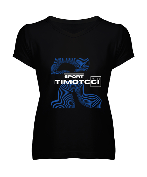 Tisho - Itımotcci Sport Blau Siyah Kadın V Yaka Tişört