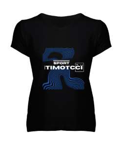 Itımotcci Sport Blau Siyah Kadın V Yaka Tişört