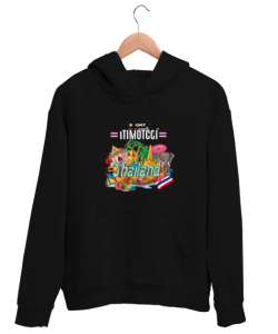 Itımotcci Thailand Baskılı Siyah Unisex Kapşonlu Sweatshirt