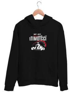 Itımotcci Yarış Baskılı Siyah Unisex Kapşonlu Sweatshirt