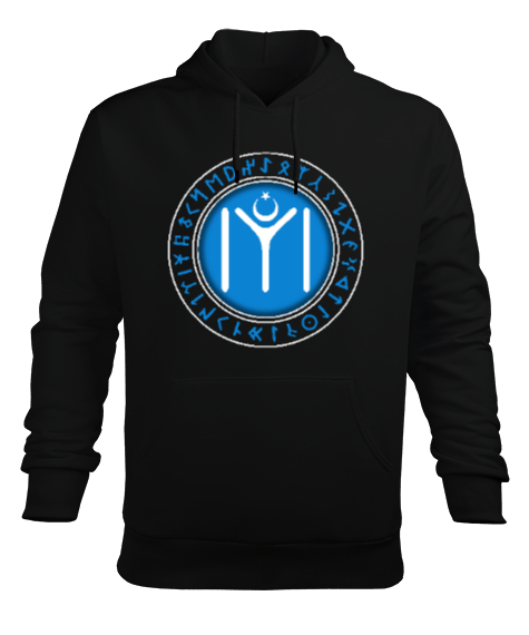 iyi,Selçuk,iyi logosu,Göktürk,Türkiye. Siyah Erkek Kapüşonlu Hoodie Sweatshirt