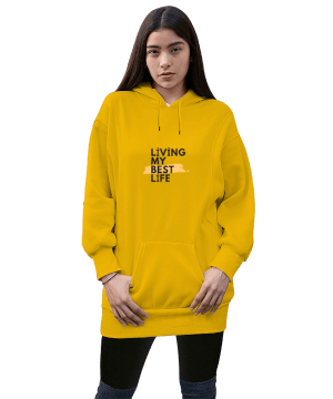 İyyi Kadın Uzun Hoodie Kapüşonlu Sweatshirt