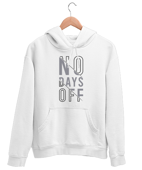 Tisho - İzin Günü Yok - GYM - Fitness - No Days Off Beyaz Unisex Kapşonlu Sweatshirt