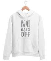 İzin Günü Yok - GYM - Fitness - No Days Off Beyaz Unisex Kapşonlu Sweatshirt - Thumbnail