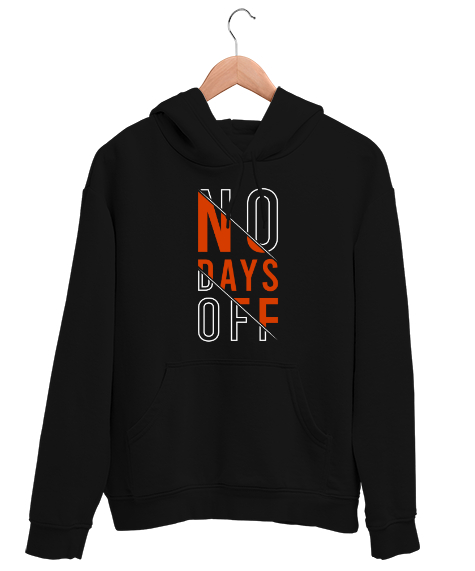 Tisho - İzin Günü Yok - GYM - Fitness - No Days Off Siyah Unisex Kapşonlu Sweatshirt