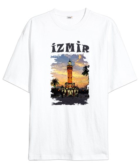 İzmir Beyaz Oversize Unisex Tişört