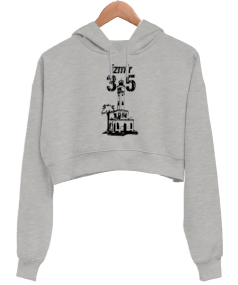 İZMİR Kadın Crop Hoodie Kapüşonlu Sweatshirt