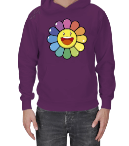 J Balvin Rainbow Flower Merch Erkek Kapşonlu