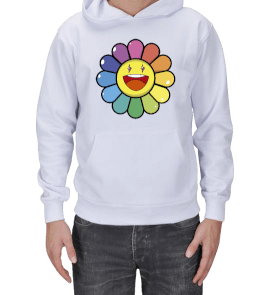 J Balvin Rainbow Flower Merch Erkek Kapşonlu