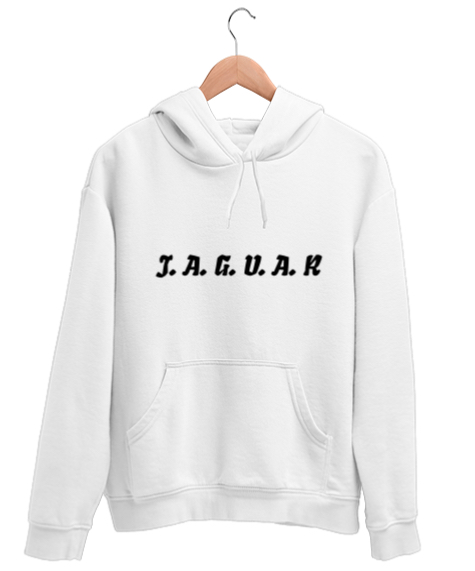 Tisho - Jaguar baskılı swet Beyaz Unisex Kapşonlu Sweatshirt