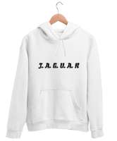 Jaguar baskılı swet Beyaz Unisex Kapşonlu Sweatshirt - Thumbnail