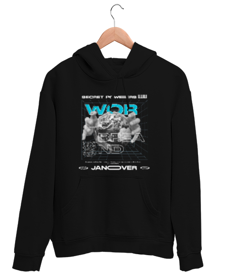 Tisho - JANOVER WORLD BREAND Siyah Unisex Kapşonlu Sweatshirt