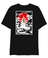 JAPAN ART Siyah Oversize Unisex Tişört - Thumbnail