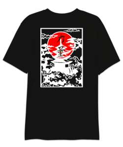 JAPAN ART Siyah Oversize Unisex Tişört