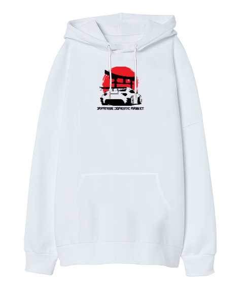 Tisho - JAPAN STYLE Beyaz Oversize Unisex Kapüşonlu Sweatshirt