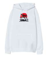 JAPAN STYLE Beyaz Oversize Unisex Kapüşonlu Sweatshirt - Thumbnail