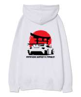 JAPAN STYLE Beyaz Oversize Unisex Kapüşonlu Sweatshirt - Thumbnail