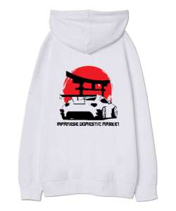 JAPAN STYLE Beyaz Oversize Unisex Kapüşonlu Sweatshirt