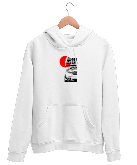 Tisho - JAPAN STYLE Beyaz Unisex Kapşonlu Sweatshirt