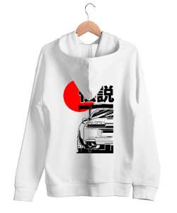 JAPAN STYLE Beyaz Unisex Kapşonlu Sweatshirt