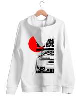 JAPAN STYLE Beyaz Unisex Kapşonlu Sweatshirt - Thumbnail