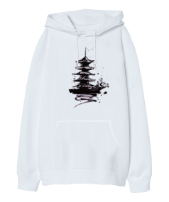 Japan Temple Oversize Unisex Kapüşonlu Sweatshirt