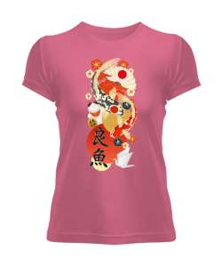 Japanase Culture Koi Fish - Japon Kültürü Pembe Kadın Tişört