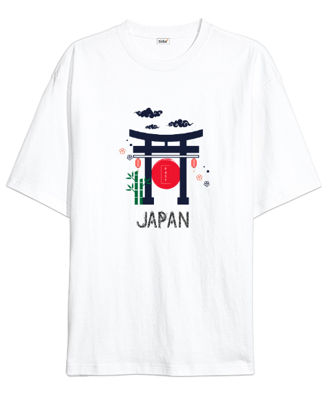 Tisho - Japon Kültürü - Japanese - Japonya Beyaz Oversize Unisex Tişört