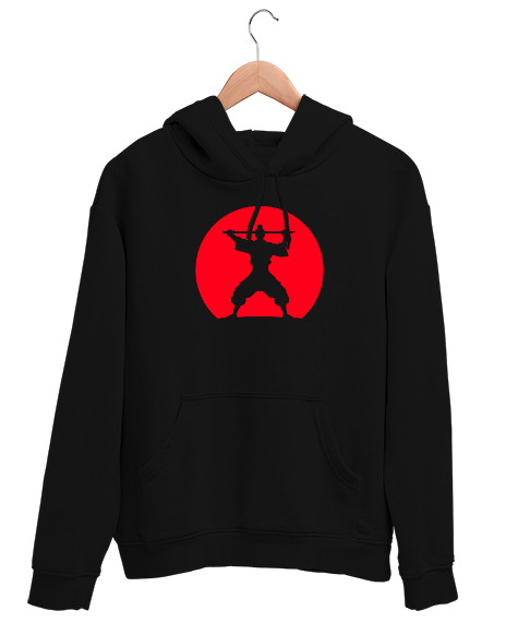 Tisho - Japon Ninja Savaşçı v2 Siyah Unisex Kapşonlu Sweatshirt