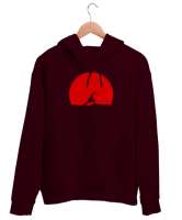 Japon Ninja Savaşçı v3 Bordo Unisex Kapşonlu Sweatshirt - Thumbnail