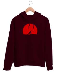 Japon Ninja Savaşçı v3 Bordo Unisex Kapşonlu Sweatshirt