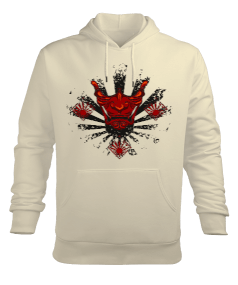 Japon Samuray Maskesi Tasarım Baskılı Erkek Kapüşonlu Hoodie Sweatshirt