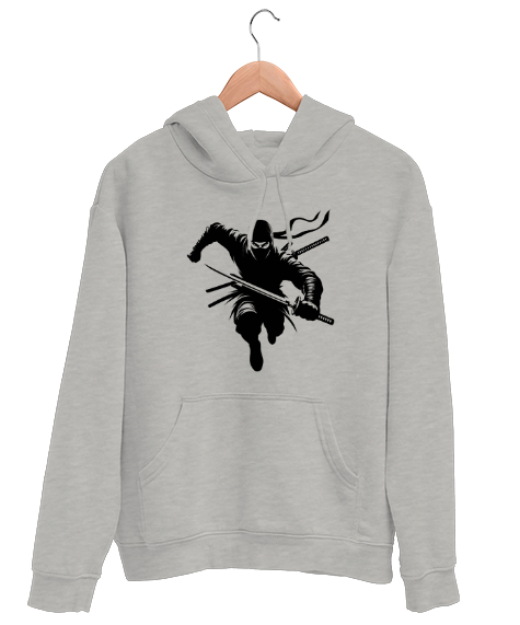 Tisho - Japon Samuray - Ninja Gri Unisex Kapşonlu Sweatshirt