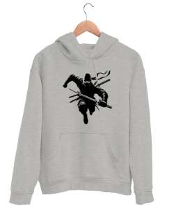 Japon Samuray - Ninja Gri Unisex Kapşonlu Sweatshirt