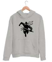 Japon Samuray - Ninja Gri Unisex Kapşonlu Sweatshirt - Thumbnail