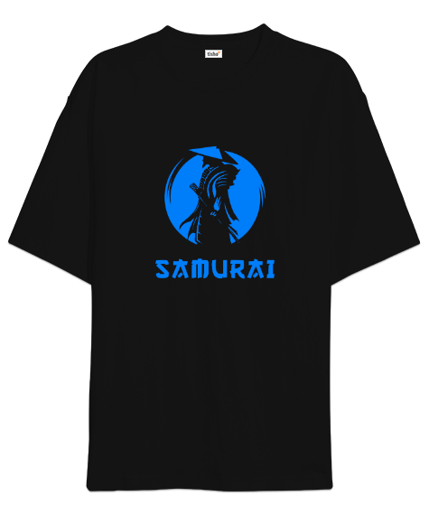 Tisho - Japon Samuray Savaşçısı - Samurai v1 Siyah Oversize Unisex Tişört