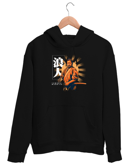 Tisho - Japon Samuray Savaşçısı - Samurai v3 Siyah Unisex Kapşonlu Sweatshirt