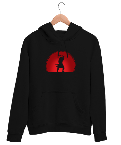 Tisho - Japon Samuray Savaşçısı - Samurai v4 Siyah Unisex Kapşonlu Sweatshirt