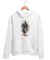 Japon Samuray Savaşçısı - Samurai v5 Beyaz Unisex Kapşonlu Sweatshirt - Thumbnail