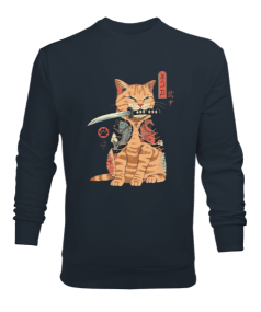 Japon Yakuza Kedi Tasarım Baskılı Erkek Sweatshirt