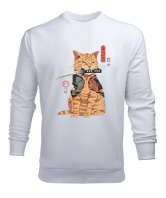 Japon Yakuza Kedi Tasarım Baskılı Erkek Sweatshirt