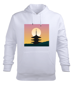 Japonya Tapınak Erkek Kapüşonlu Hoodie Sweatshirt