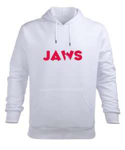 Jaws Beyaz Erkek Kapüşonlu Hoodie Sweatshirt