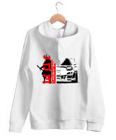 JDM Beyaz Unisex Kapşonlu Sweatshirt - Thumbnail