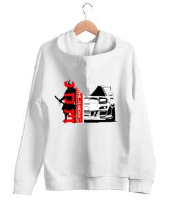 JDM Beyaz Unisex Kapşonlu Sweatshirt