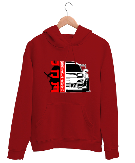 Tisho - JDM Kırmızı Unisex Kapşonlu Sweatshirt