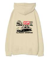 JDM Krem Oversize Unisex Kapüşonlu Sweatshirt - Thumbnail