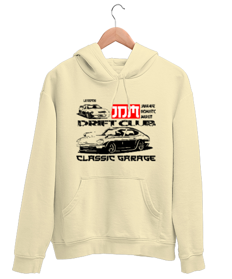 Tisho - JDM Krem Unisex Kapşonlu Sweatshirt