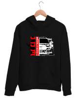 JDM Siyah Unisex Kapşonlu Sweatshirt - Thumbnail