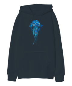 Jelly Fish Oversize Unisex Kapüşonlu Sweatshirt